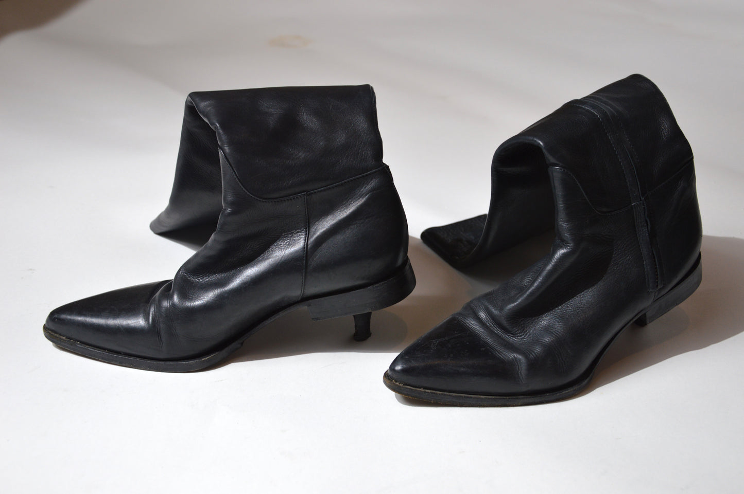 Vintage - Bottes Cuir Noir Double Talon