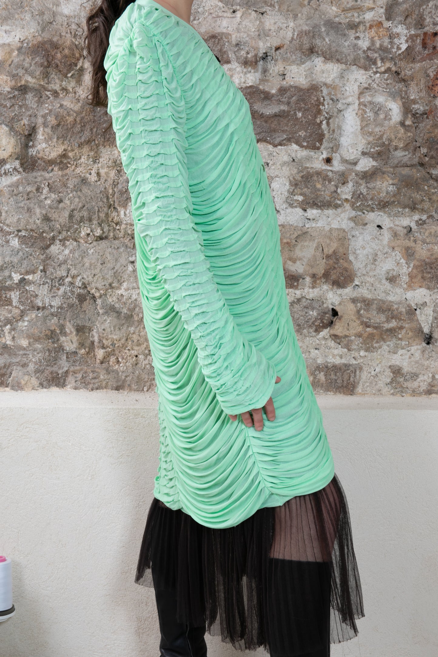 Blumarine - Green Wrinkled Dress