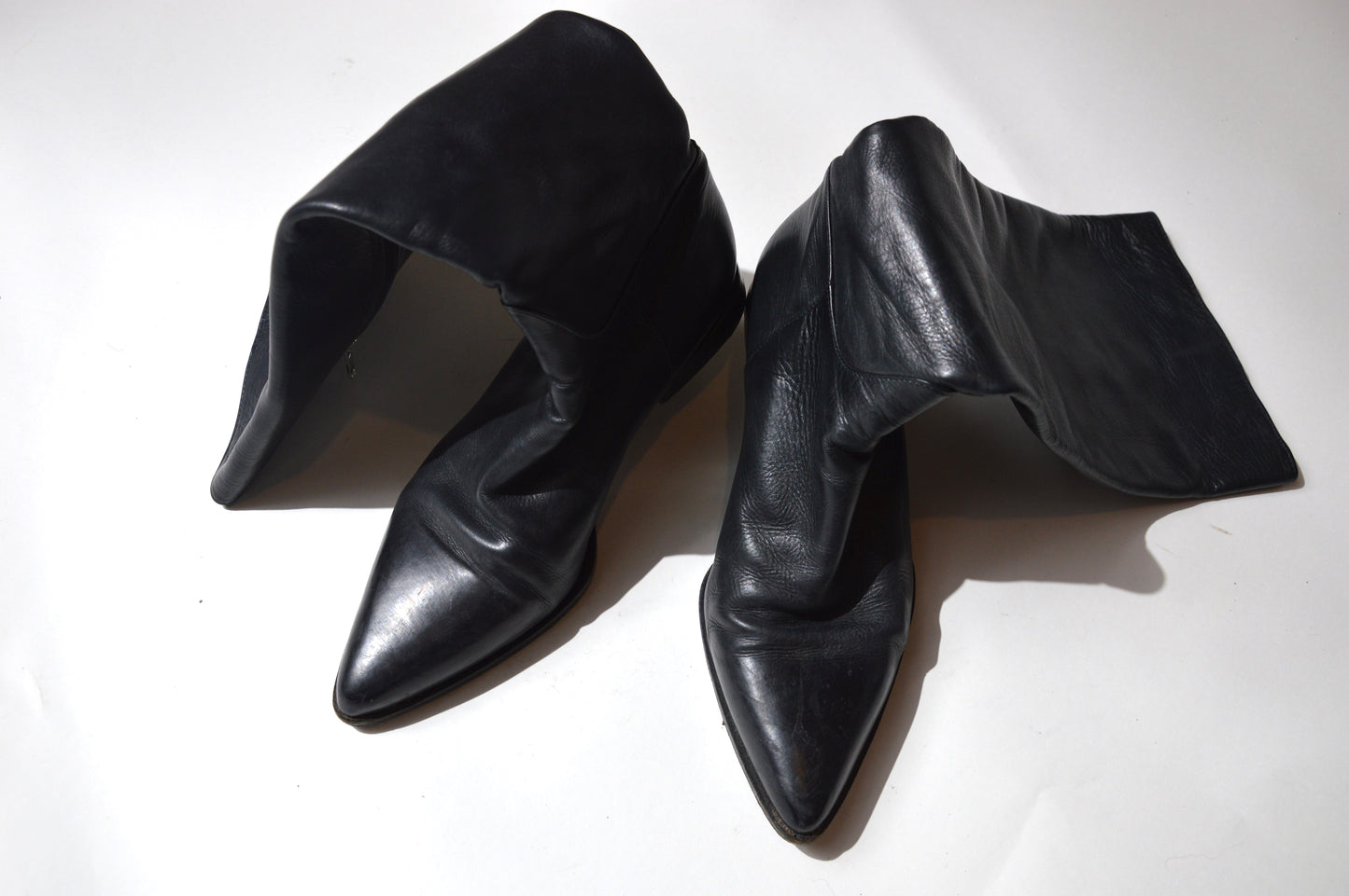 Vintage - Bottes Cuir Noir Double Talon