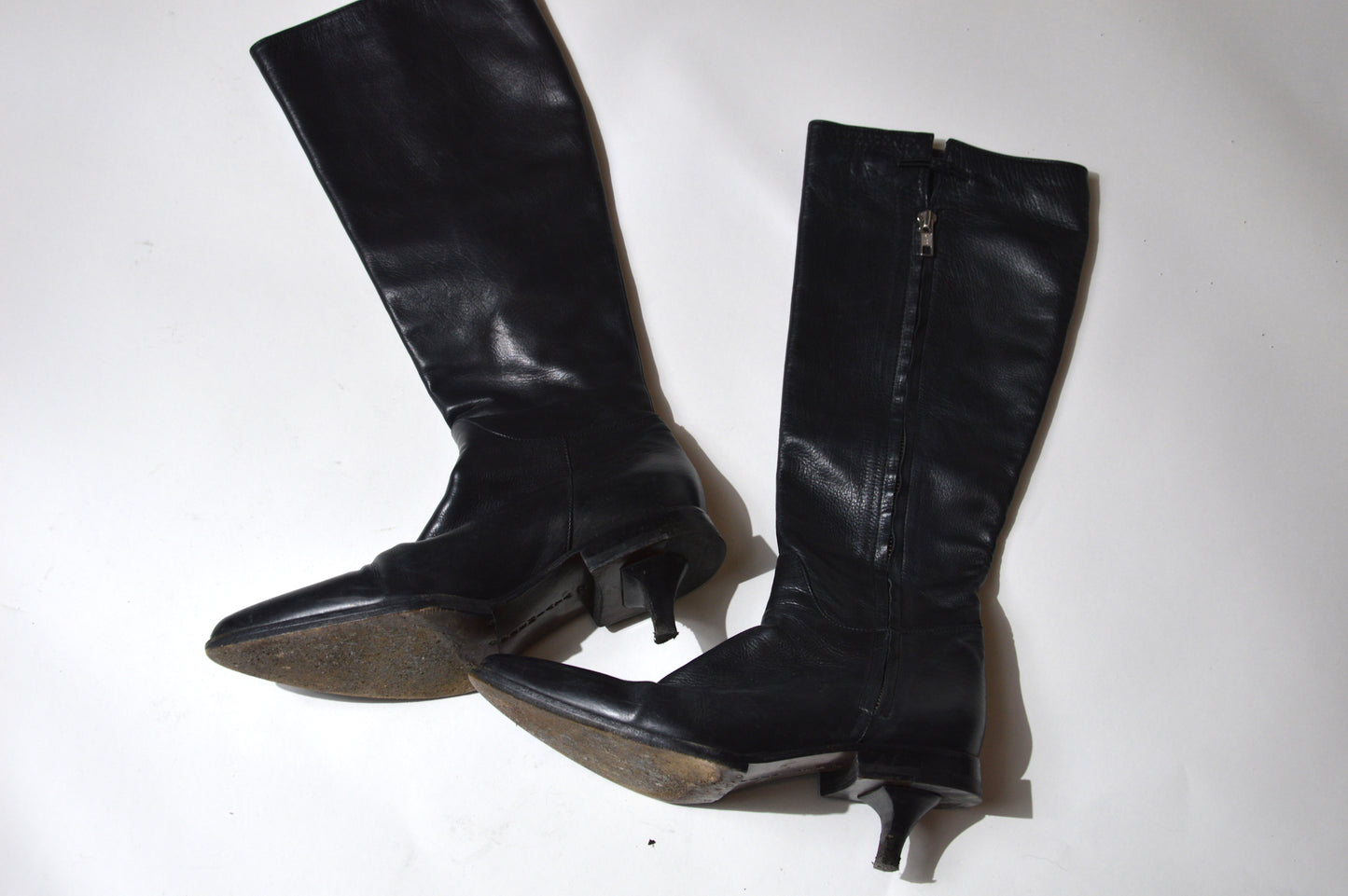 Vintage - Bottes Cuir Noir Double Talon