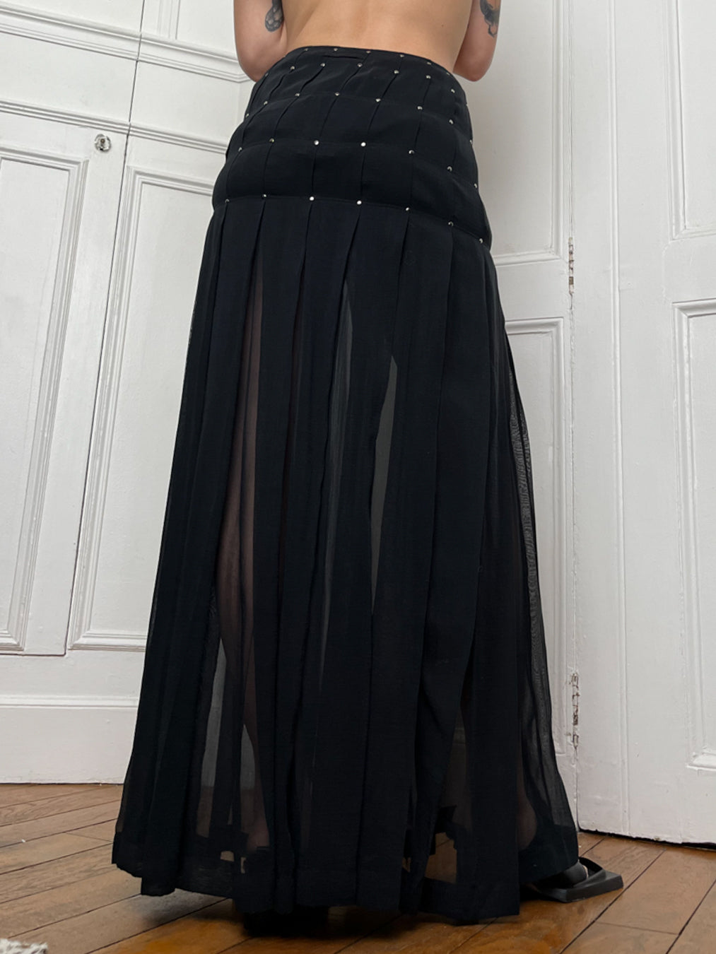 Jean Paul Gaultier - Jean Paul Gaultier - Long Black See-through Skirt w/ Silver Details