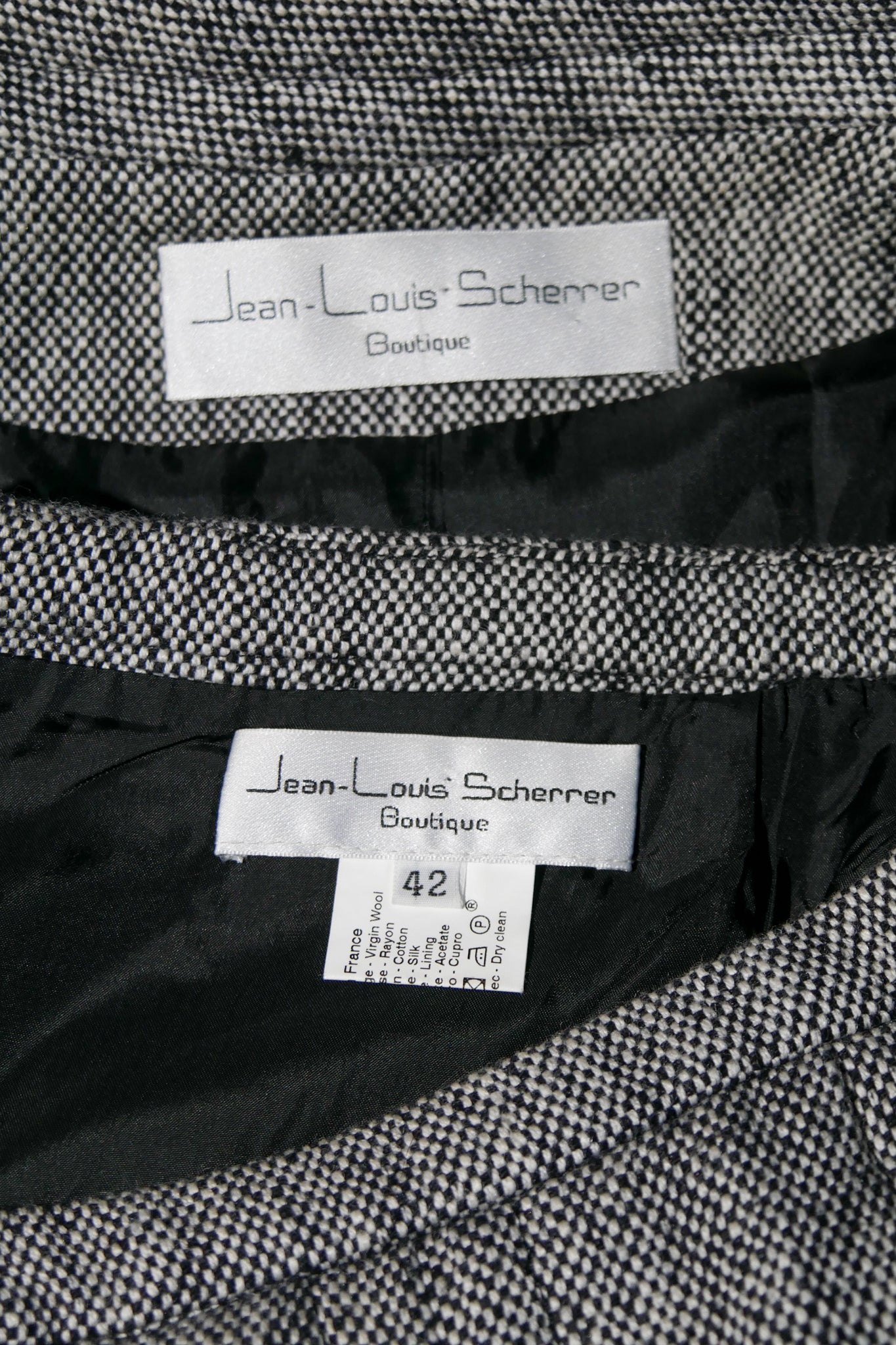 Jean Louis Scherrer - Jean Louis Scherrer - Black & White Rafters Skirt Suit
