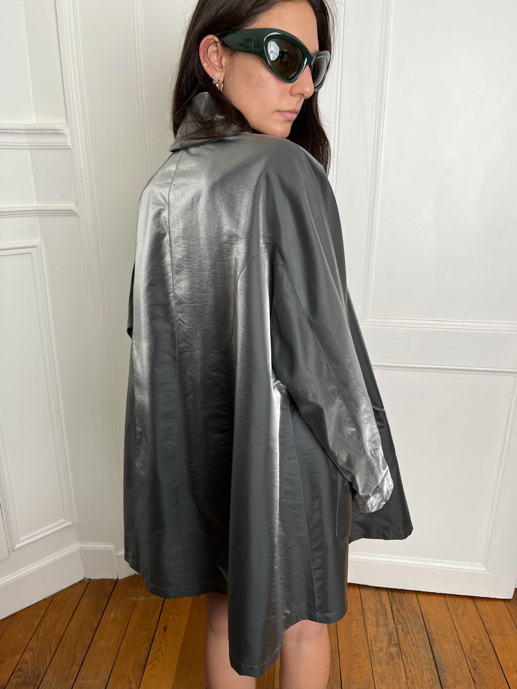 Mugler Trademark - Silver Raincoat