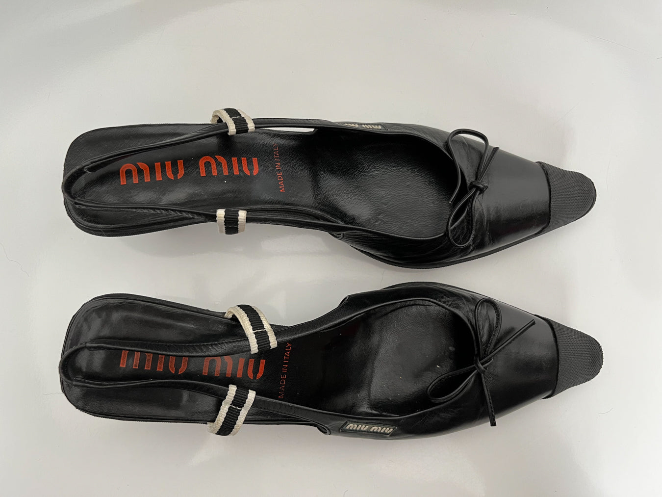 Miu Miu - Miu Miu - Rare early 2000s Black Sling-back Spool Heel