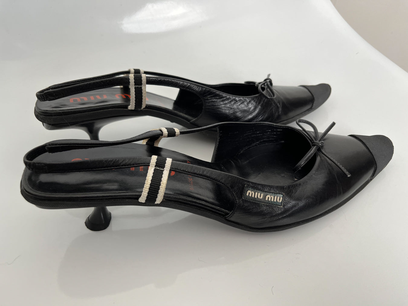 Miu Miu - Miu Miu - Rare early 2000s Black Sling-back Spool Heel