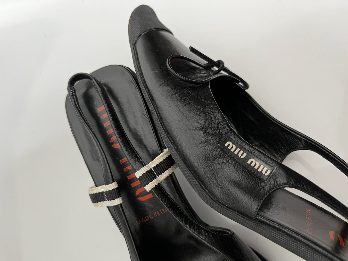 Miu Miu - Miu Miu - Rare early 2000s Black Sling-back Spool Heel