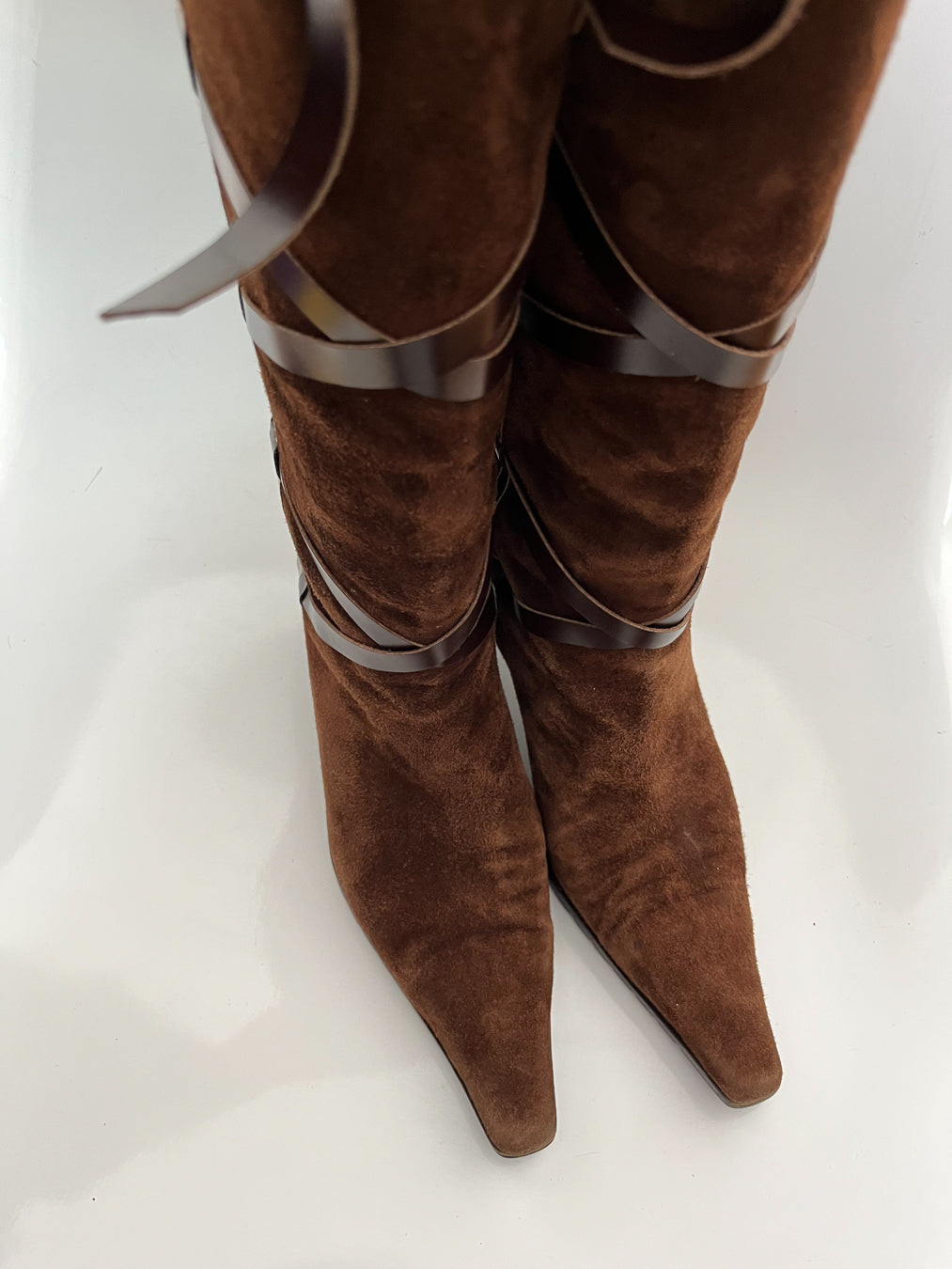 Balenciaga - Brown Suede Kitten Heel Boots