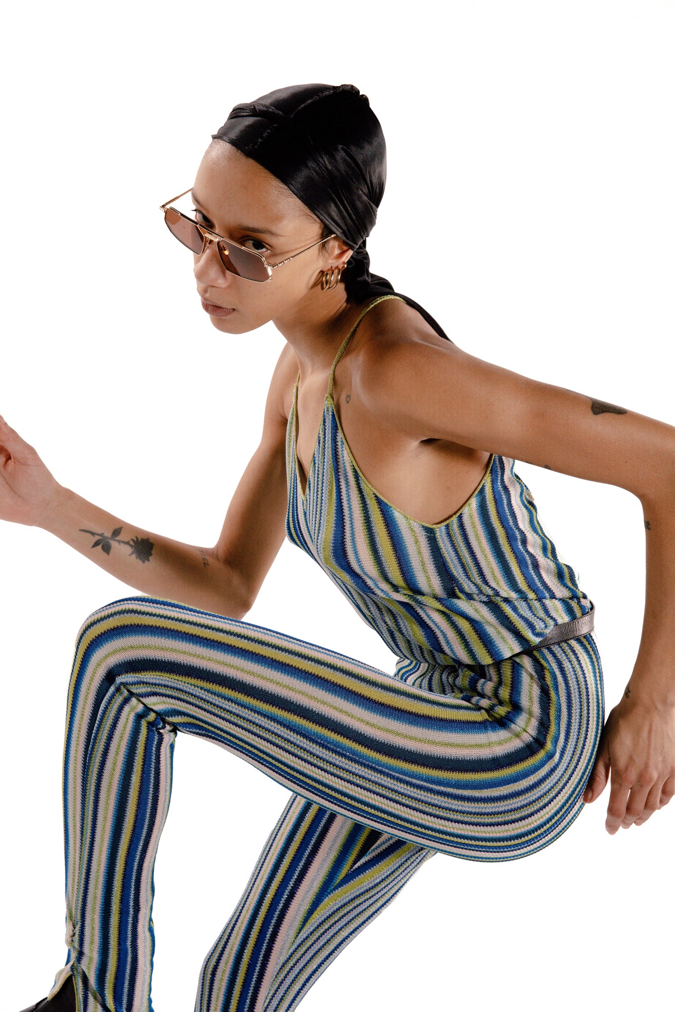 vintage missoni durag summer jumpsuit run fast studio fashion photography