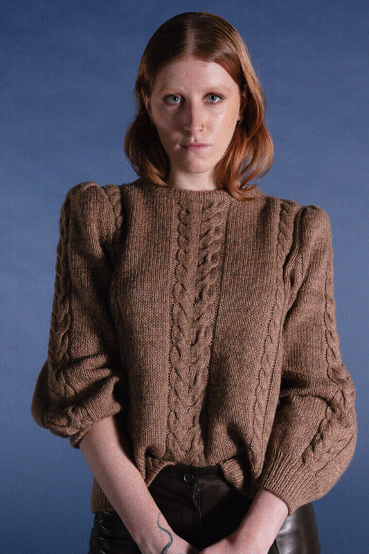 vintage blumarine knit jumper studio photography redhead 90s fashion balloon sleeves