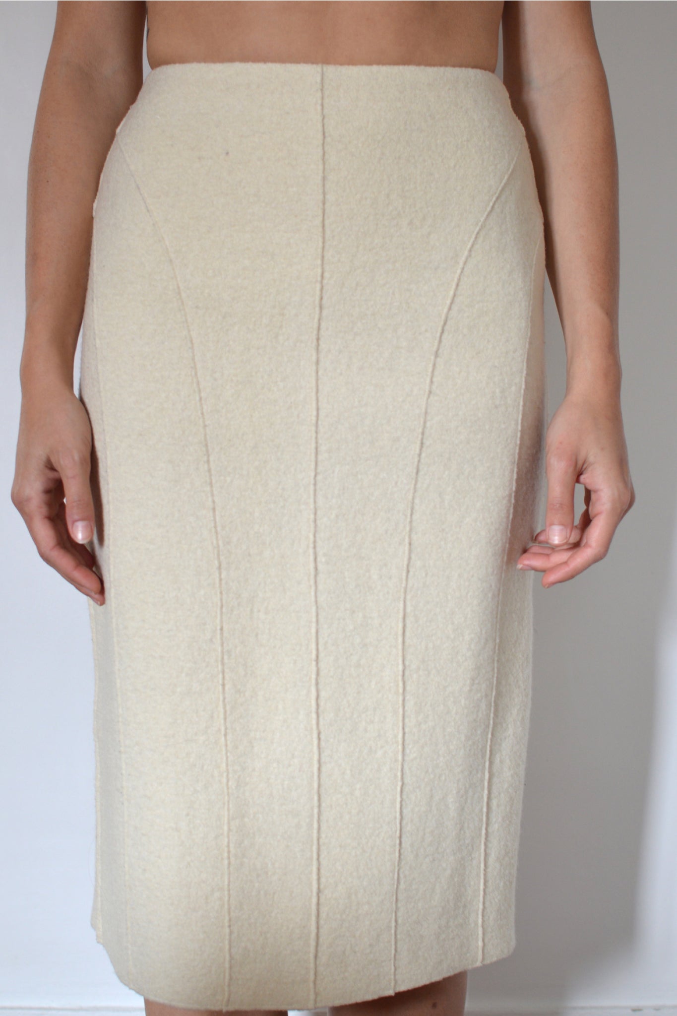 Chanel - Cream Pencil Skirt w/ Silk Lining