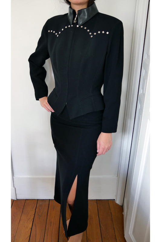 Thierry Mugler - Mugler - 90's Structured Black Skirt Suit