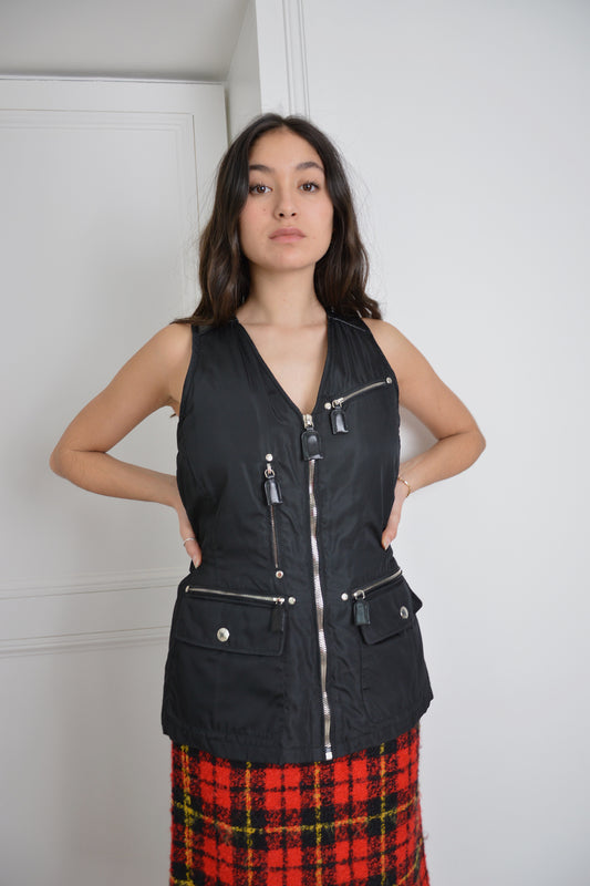 prada nylon vintage sleeveless jacket black 90s 00s