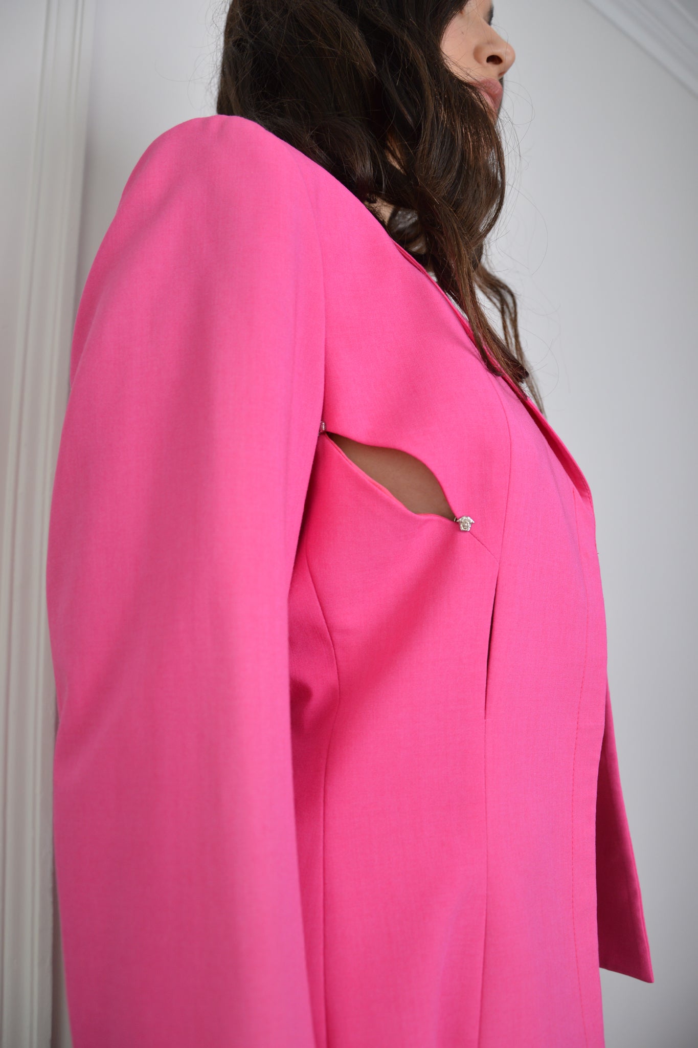 versace jeans couture vintage pink jacket jean paul gaultier mesh skirt balaclava brak analog fashion photography